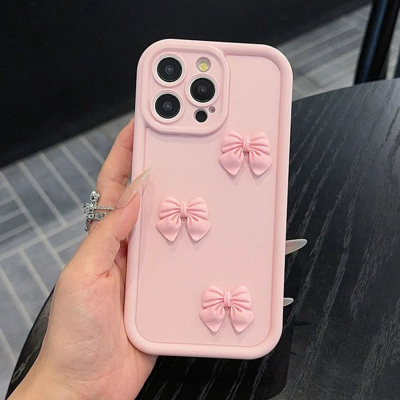 3D Pink Butterfly Silicone Shockproof Phone Case for iPhone 7-16 Pro Max SE