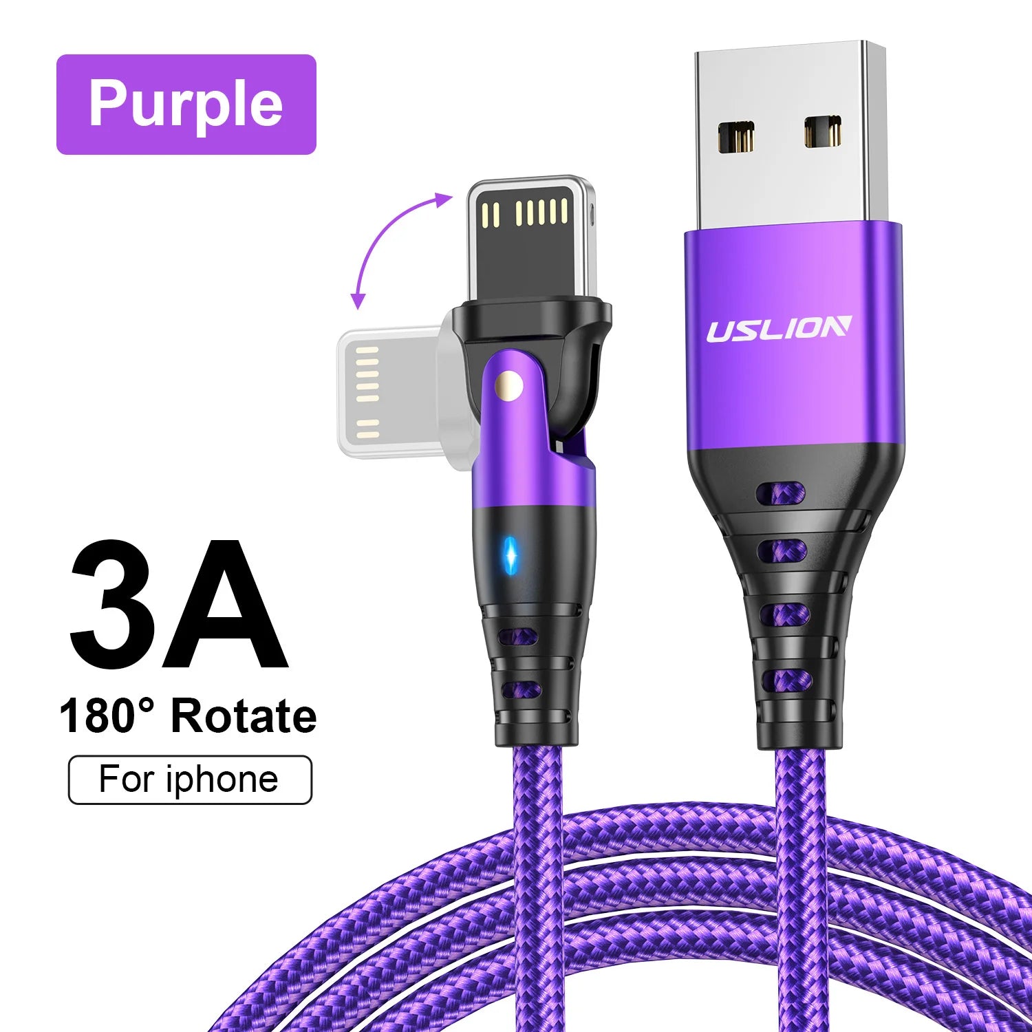 3A fast charging USB cable for iPhone.