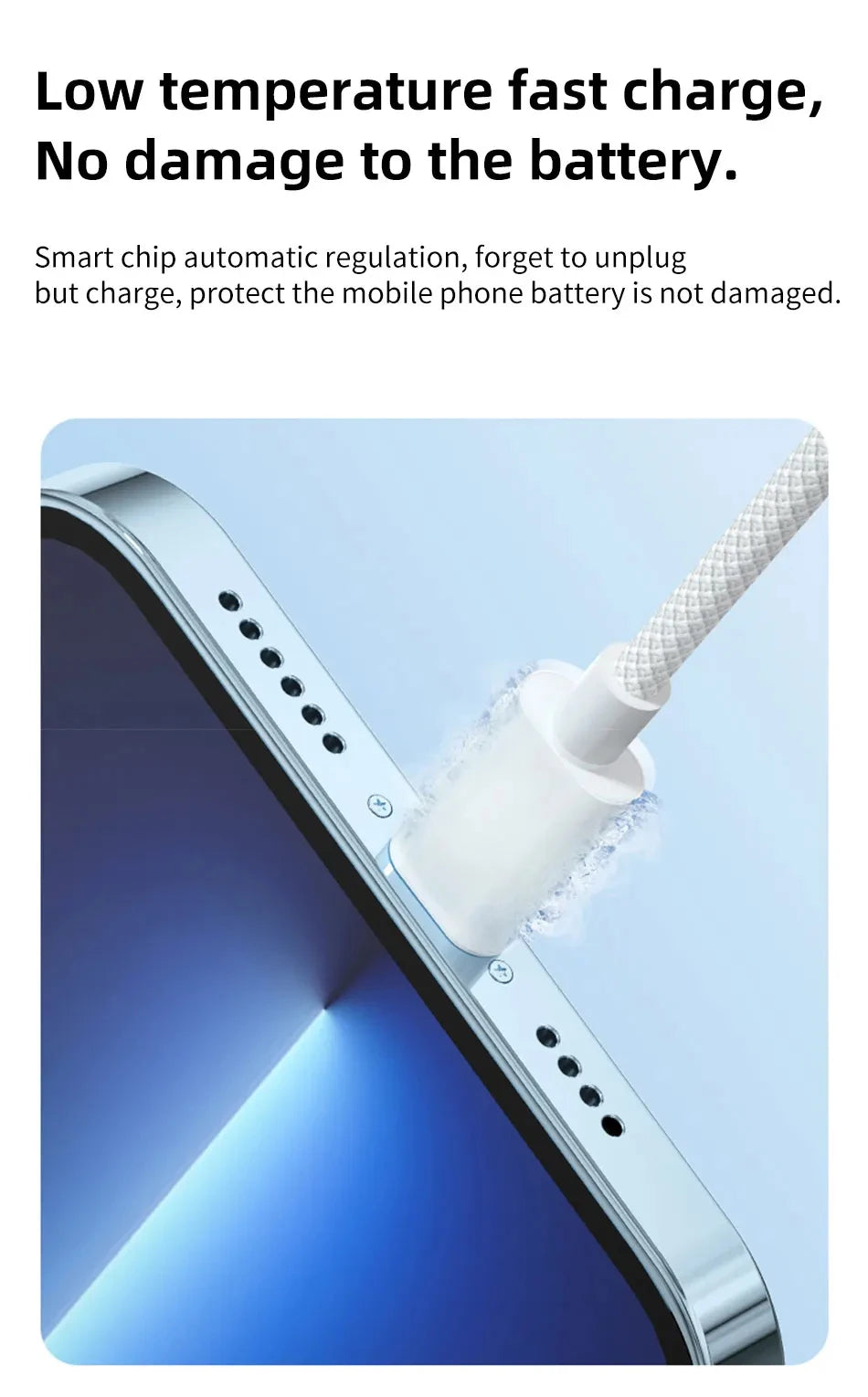 Fast charging USB-C cable for smartphones.