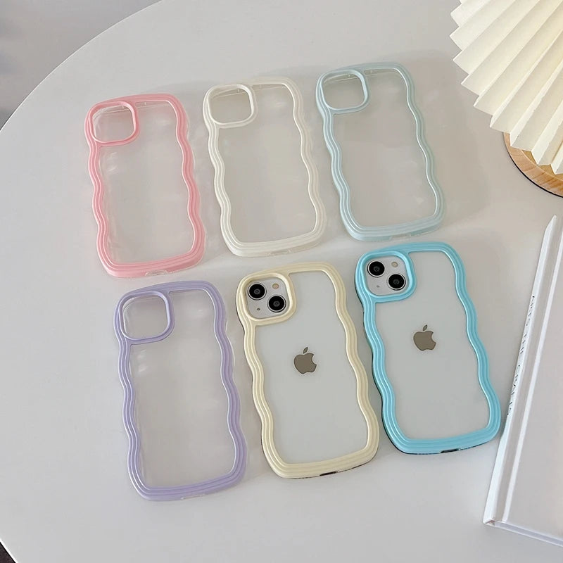 Wavy Lines Transparent Case for iPhone 11-15 Pro Max