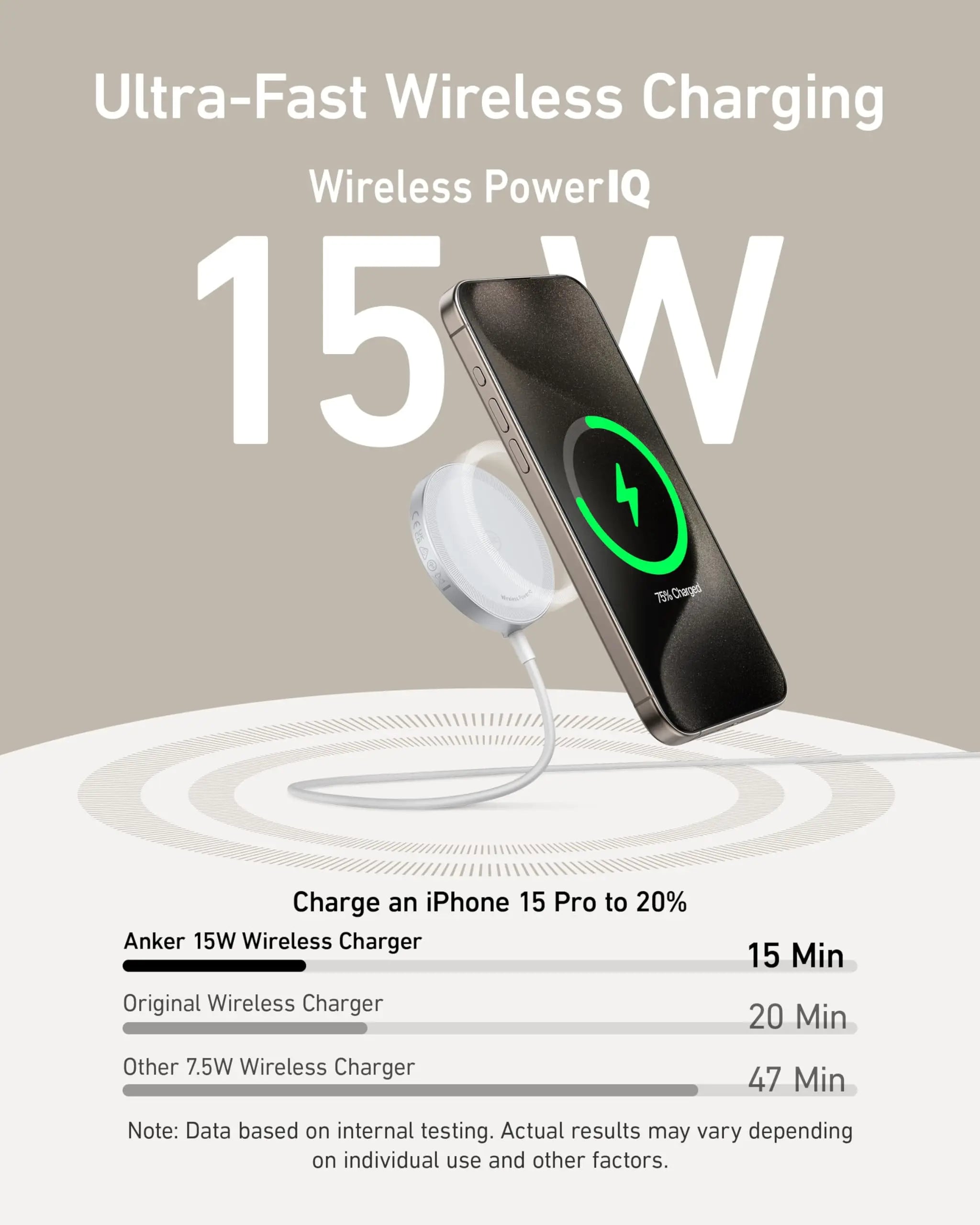 Anker MagGo 15W Wireless Charger: Qi2 Certified for iPhone 15-12