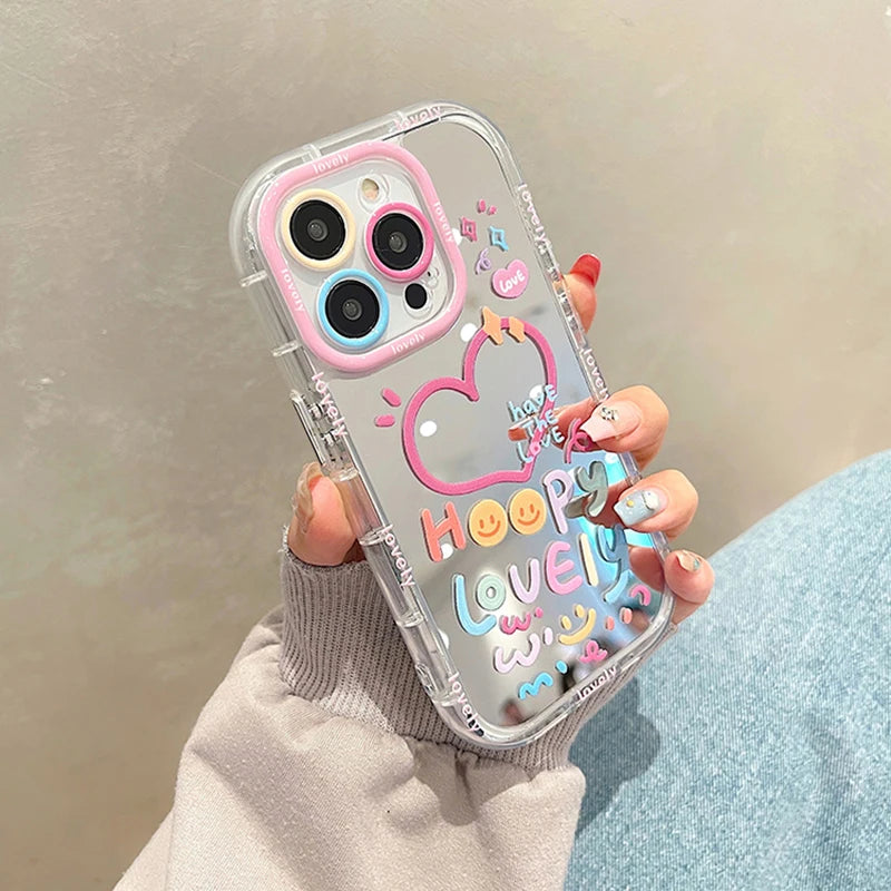 Lovely heart mirror case for iPhones.