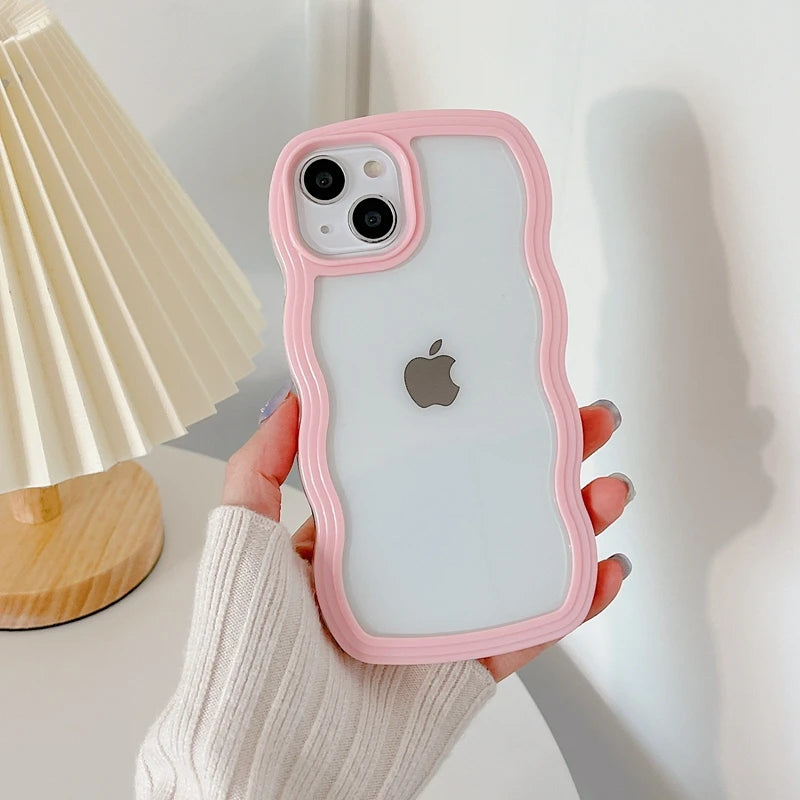 Wavy Lines Transparent Case for iPhone 11-15 Pro Max