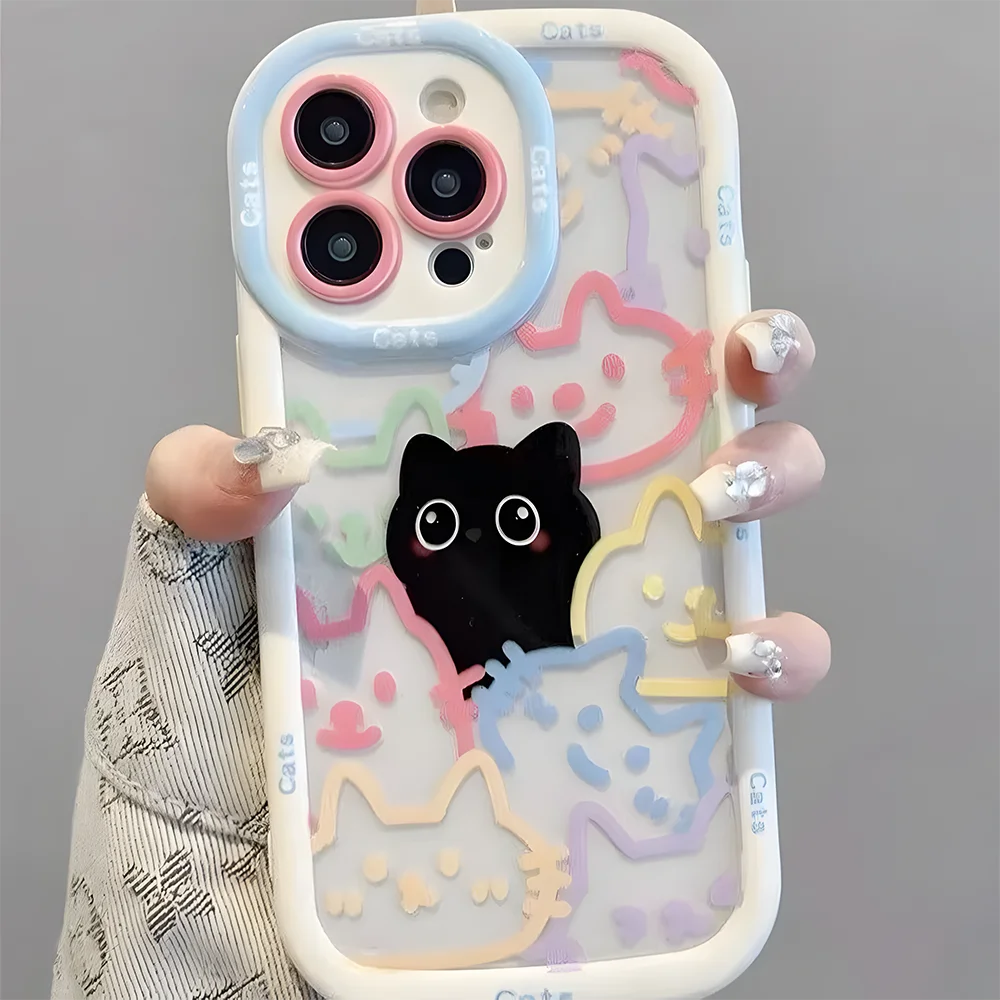 Cute Cat Animal iPhone Case for 7-16 Pro Max, SE, XS, XR, 8 Plus