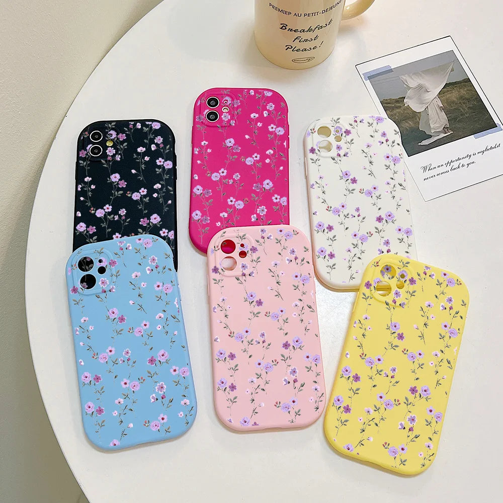 Flower Love Silicone Shockproof Phone Case for iPhone 6S-15 Pro Max Plus
