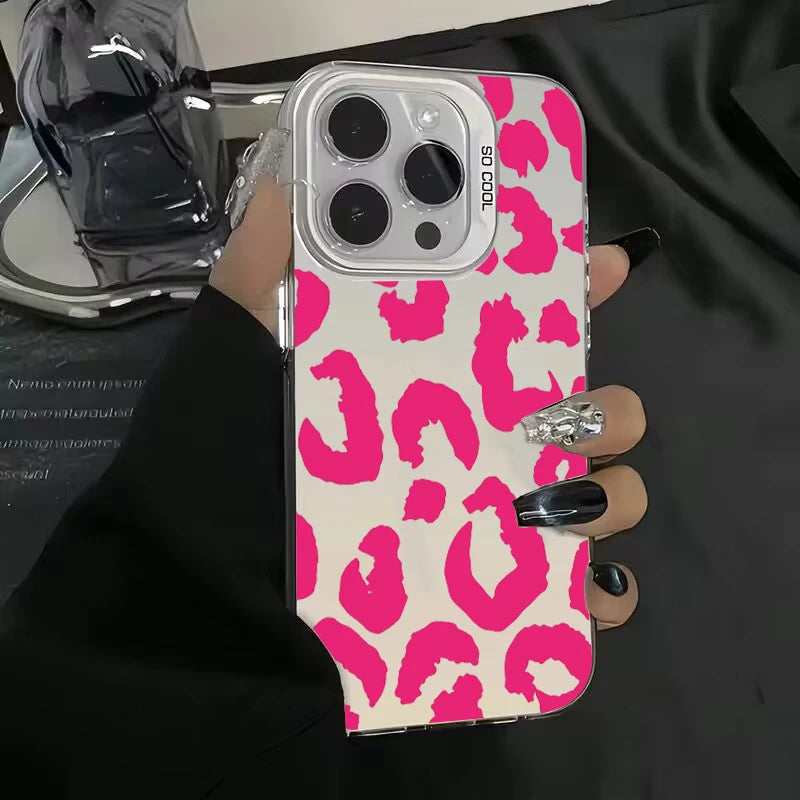 Leopard Print Electroplate iPhone Case - IMD Silver Cover