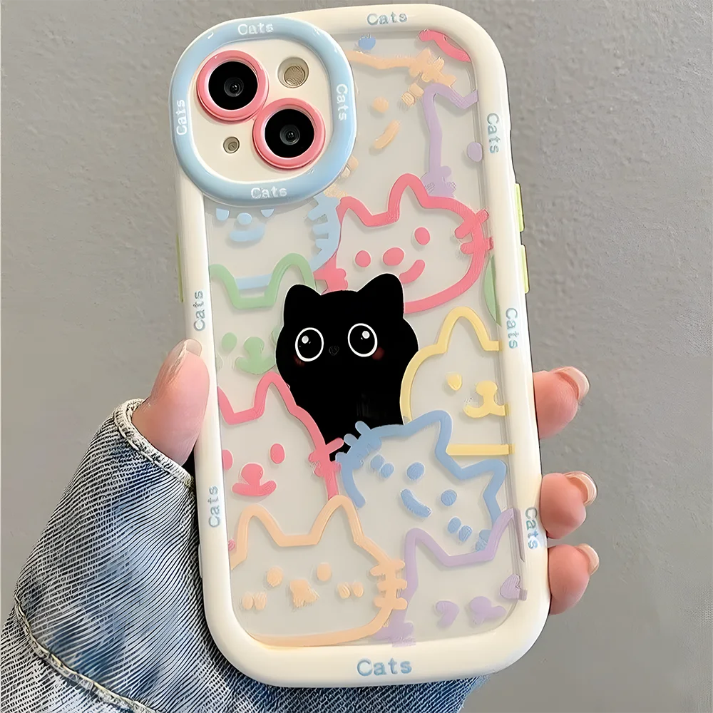 Cute Cat Animal iPhone Case for 7-16 Pro Max, SE, XS, XR, 8 Plus