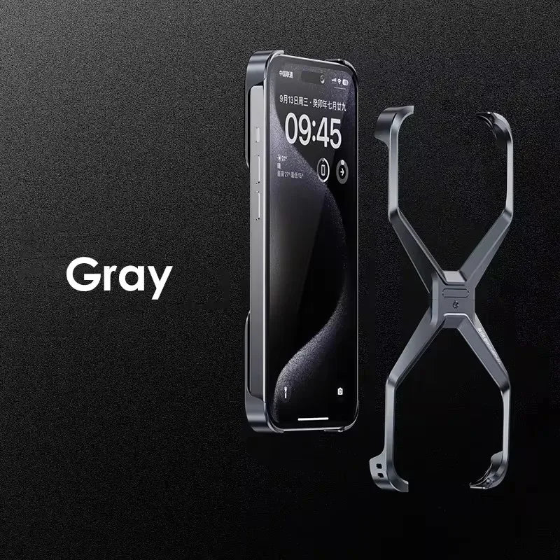 Metal Rimless Armor Case for iPhone 13-16 Pro Max - Removable Heat Dissipation Cover