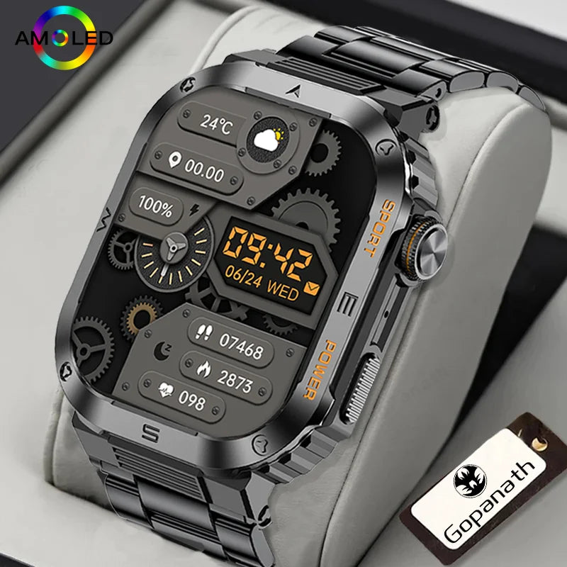 Rugged Military Smart Watch: IP68 Waterproof, 2.01'' HD, Bluetooth