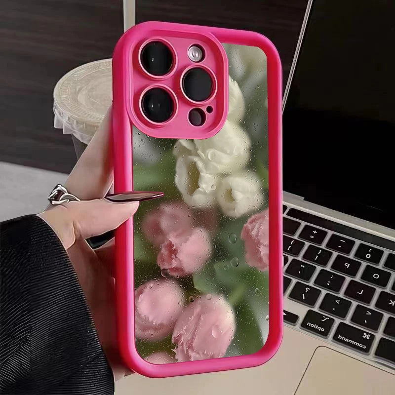 Aesthetic Rose Floral iPhone Case for 7-16 Pro Max, SE, XS, XR, 8 Plus