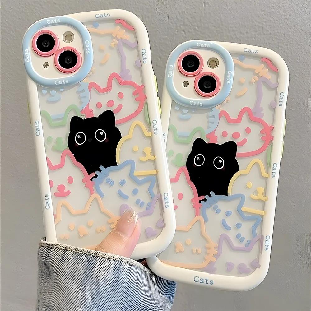 Cute Cat Animal iPhone Case for 7-16 Pro Max, SE, XS, XR, 8 Plus