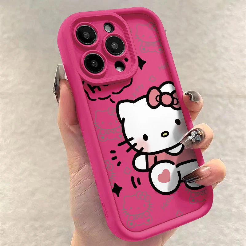 Sanrio Hello Kitty Silicone Phone Case for iPhone 7-16 Pro Max Plus