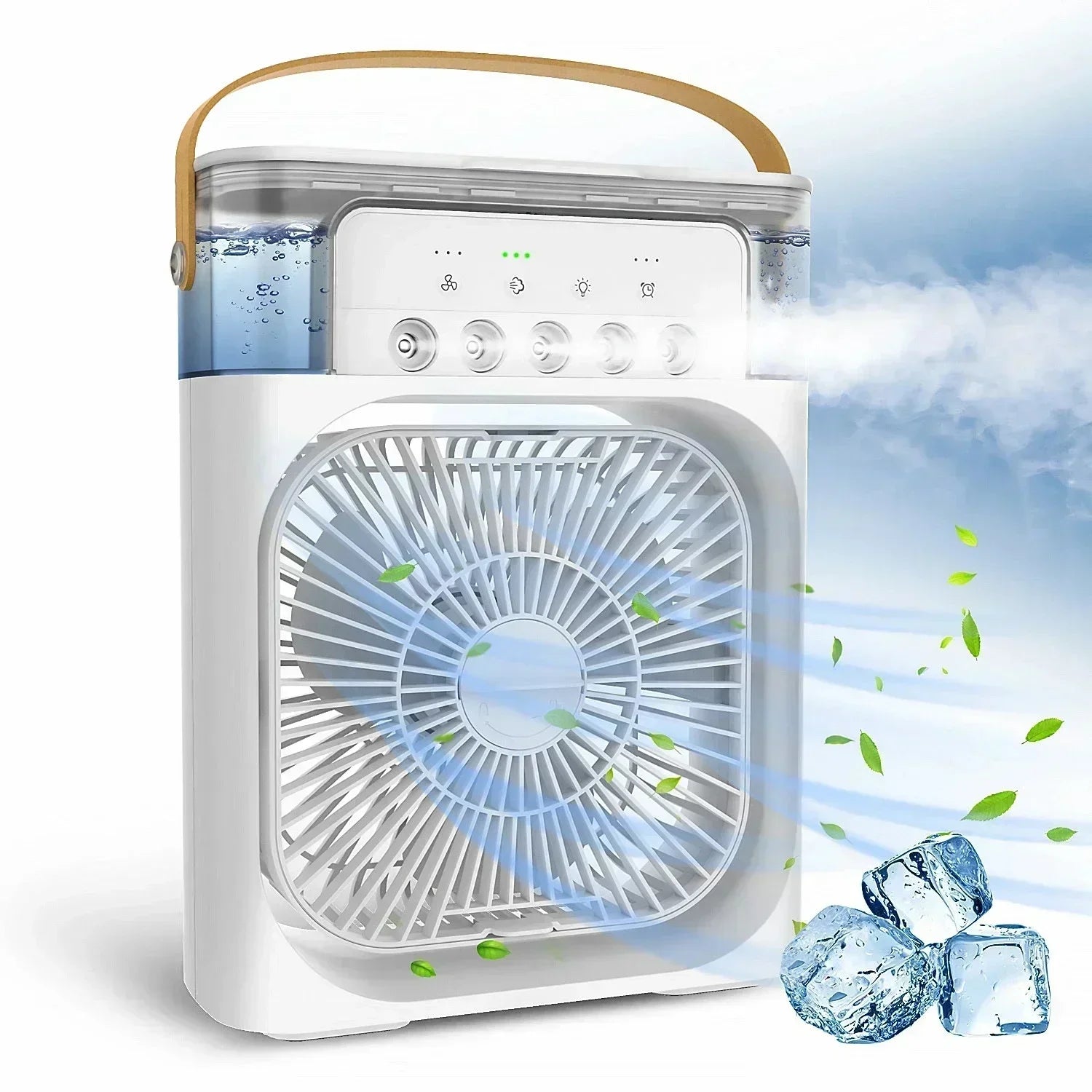 3-in-1 Portable USB Air Cooler, Humidifier & Fan with LED Light