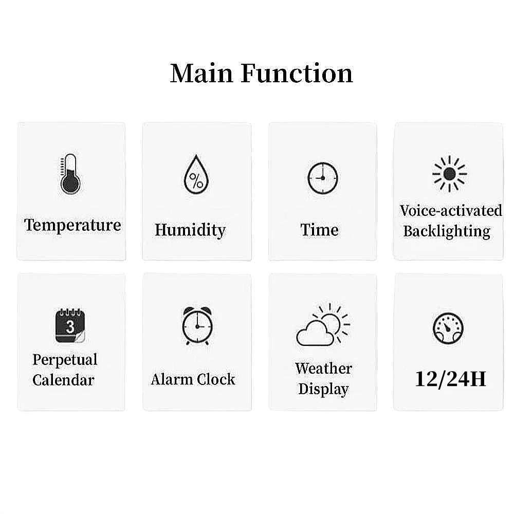 Voice-Controlled Backlight Digital Weather Clock: Date, Temperature, Humidity, 12/24H