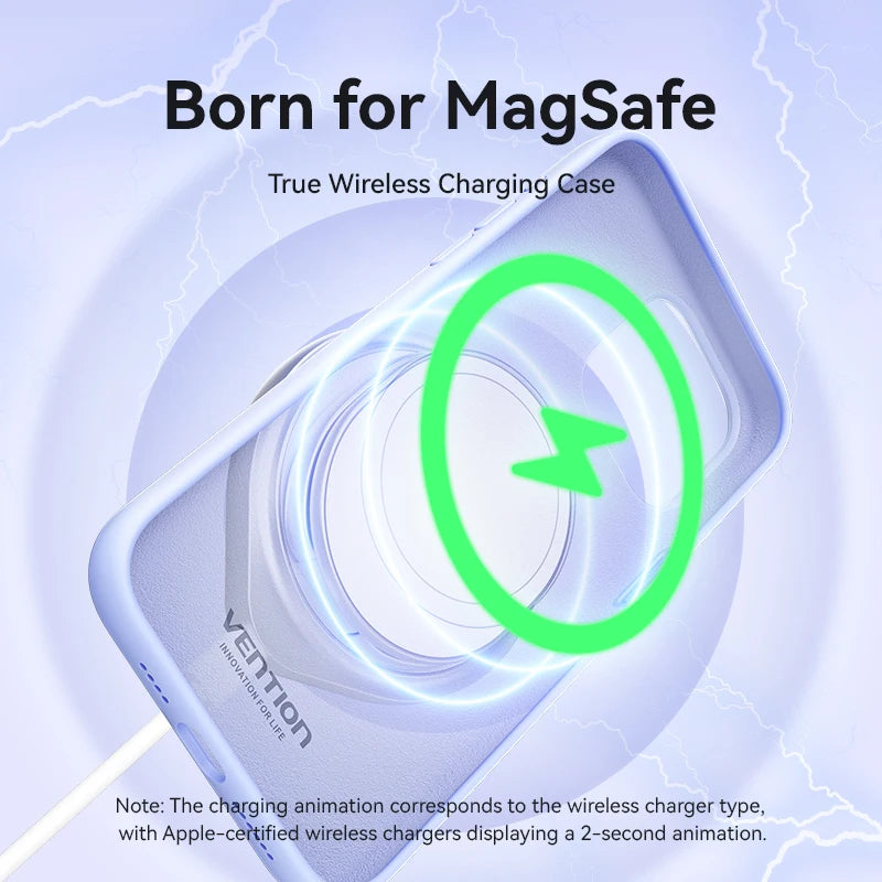 Vention Liquid Silicone Magnetic iPhone Case for 13-15 ProMax, Wireless Charging