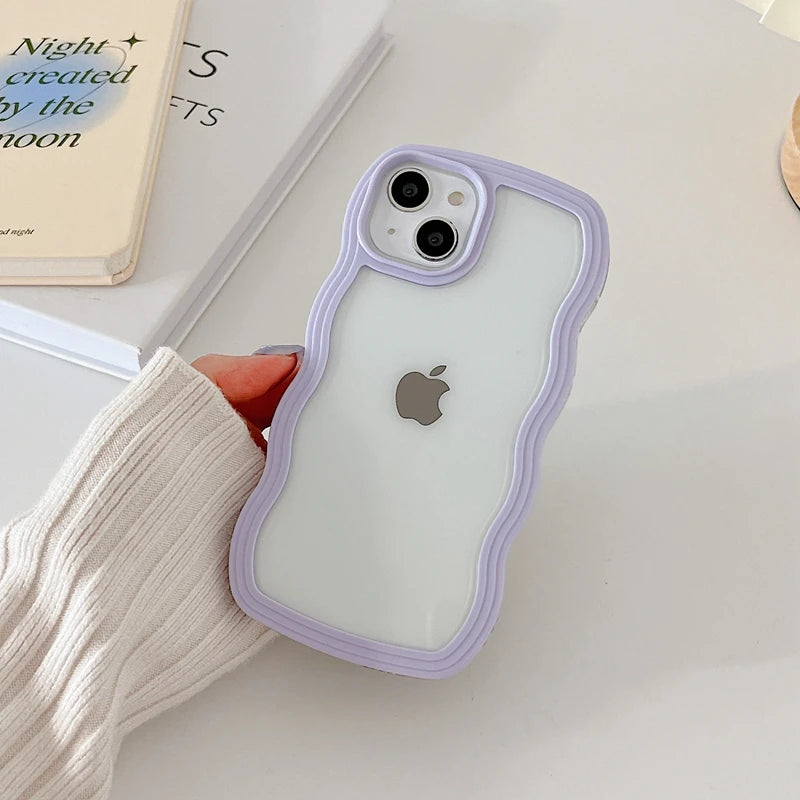 Wavy Lines Transparent Case for iPhone 11-15 Pro Max