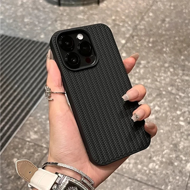 Luxury Knitting Grain iPhone Case for 7-15 Pro Max, Plus, SE, XS, XR