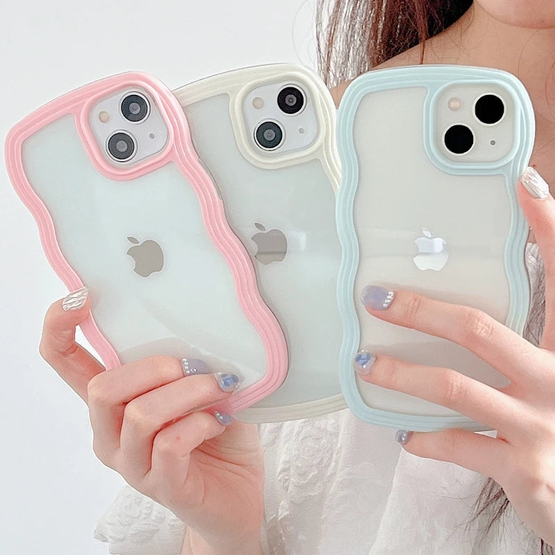 Wavy Lines Transparent Case for iPhone 11-15 Pro Max