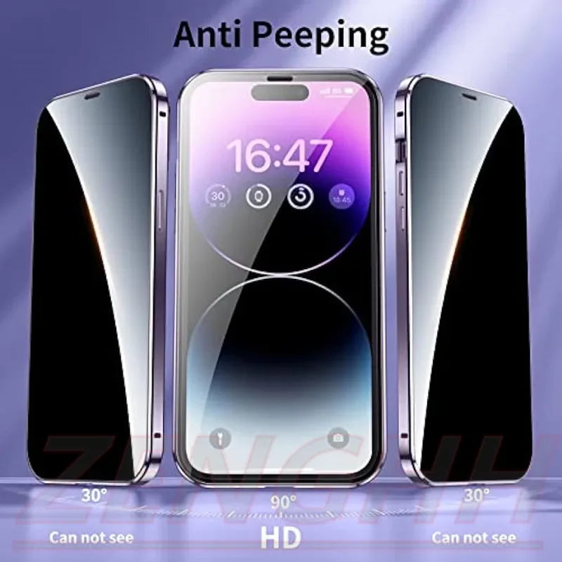 Double Glass Anti-Peep Privacy Case for iPhone 12-15 Pro Max