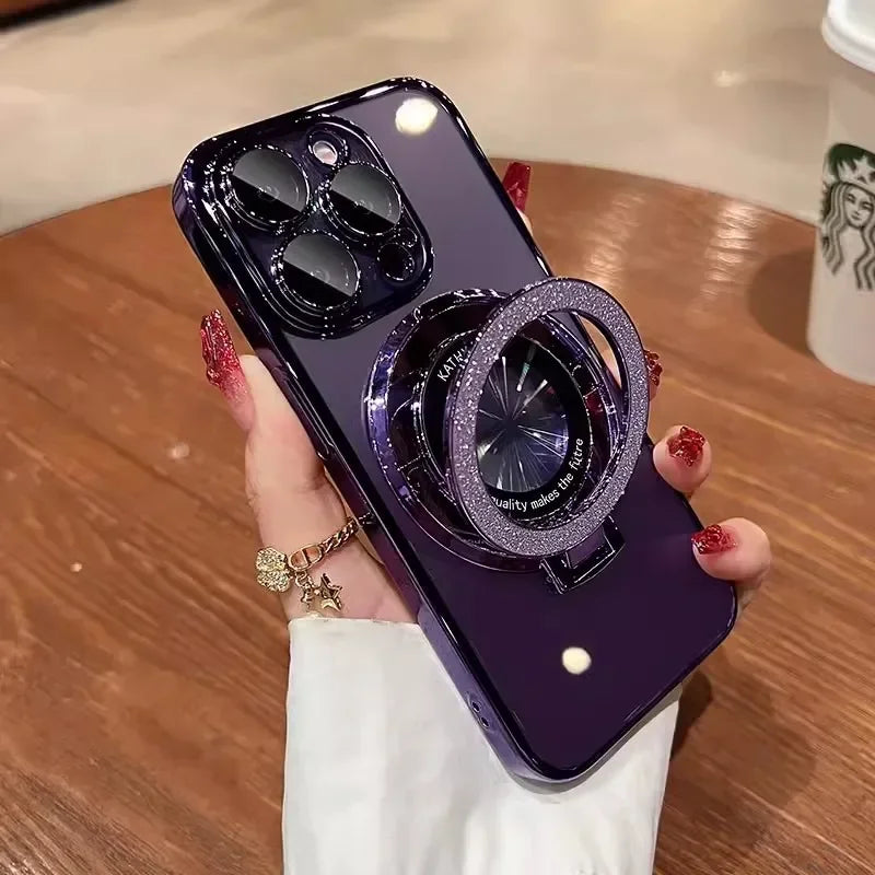 Glitter MagSafe Bracket Case for iPhone 7-16 Pro Max, SE, XS, XR