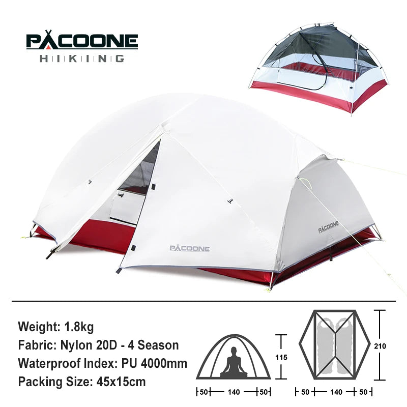 PACOONE Ultralight 20D Nylon Camping Tent – Portable & Waterproof