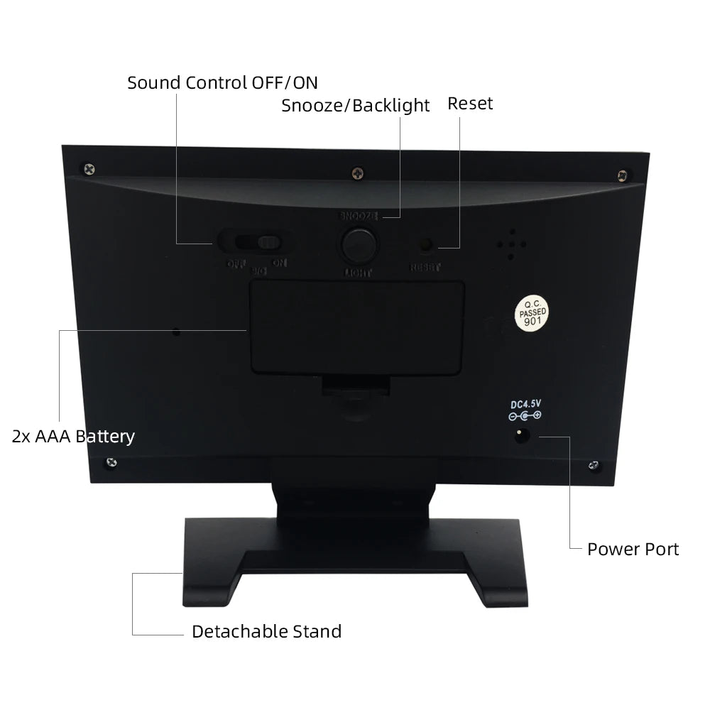 Voice-Controlled Backlight Digital Weather Clock: Date, Temperature, Humidity, 12/24H