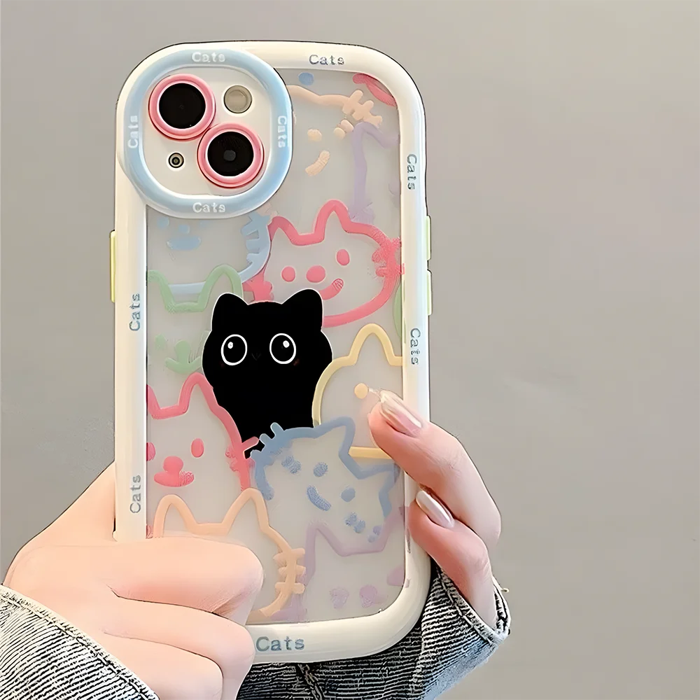 Cute Cat Animal iPhone Case for 7-16 Pro Max, SE, XS, XR, 8 Plus