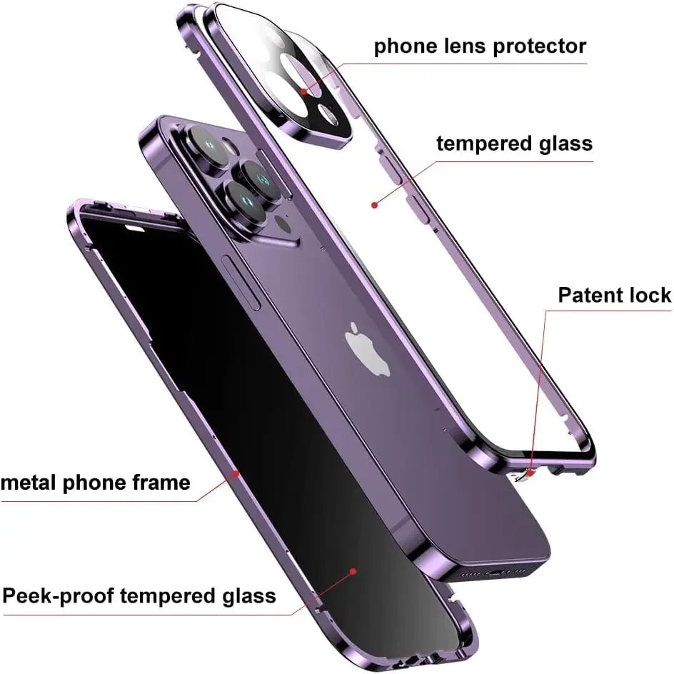 Double Glass Anti-Peep Privacy Case for iPhone 12-15 Pro Max