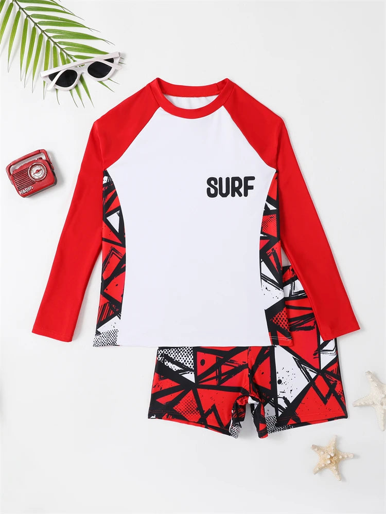 2024 Boy's Long Sleeve Swimsuit: Solid & Print