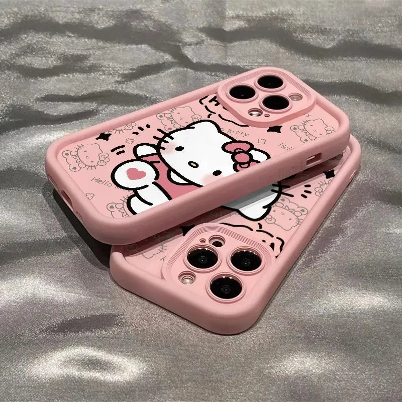 Sanrio Hello Kitty Silicone Phone Case for iPhone 7-16 Pro Max Plus