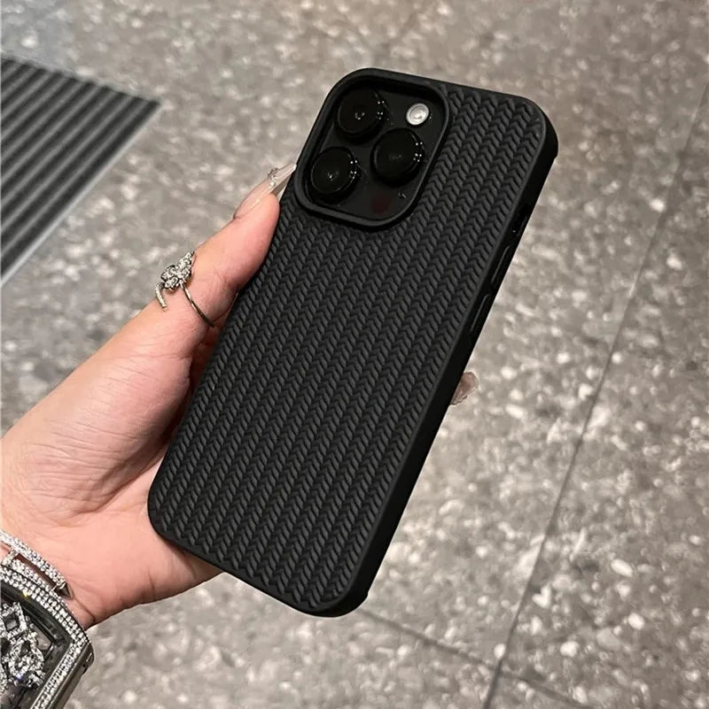 Luxury Knitting Grain iPhone Case for 7-15 Pro Max, Plus, SE, XS, XR