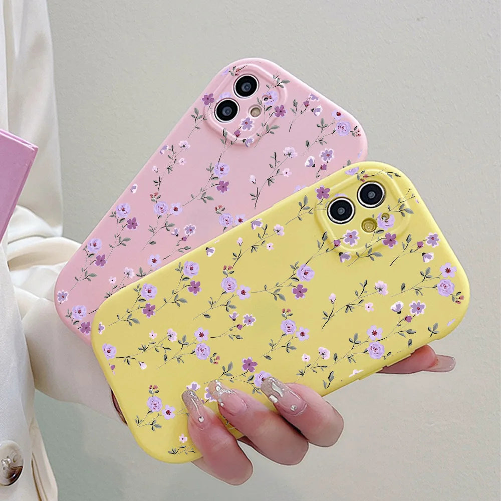 Flower Love Silicone Shockproof Phone Case for iPhone 6S-15 Pro Max Plus
