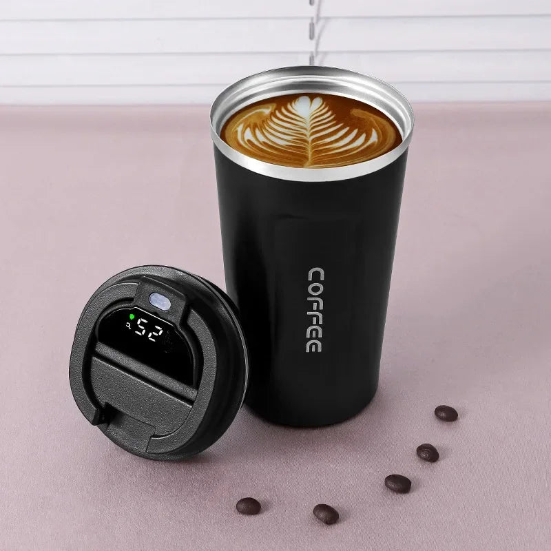 Stainless Steel Thermos Mug with Temperature Display – 380/510ml Vacuum Insulated Tumbler