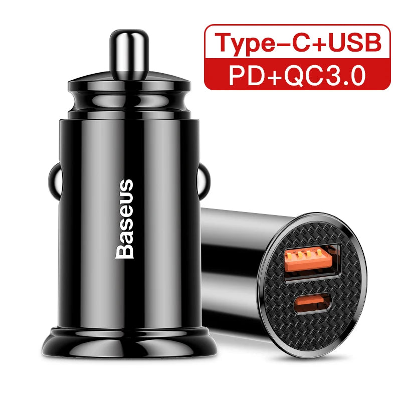 Baseus 30W USB Car Charger with Quick Charge 4.0/3.0 and USB PD