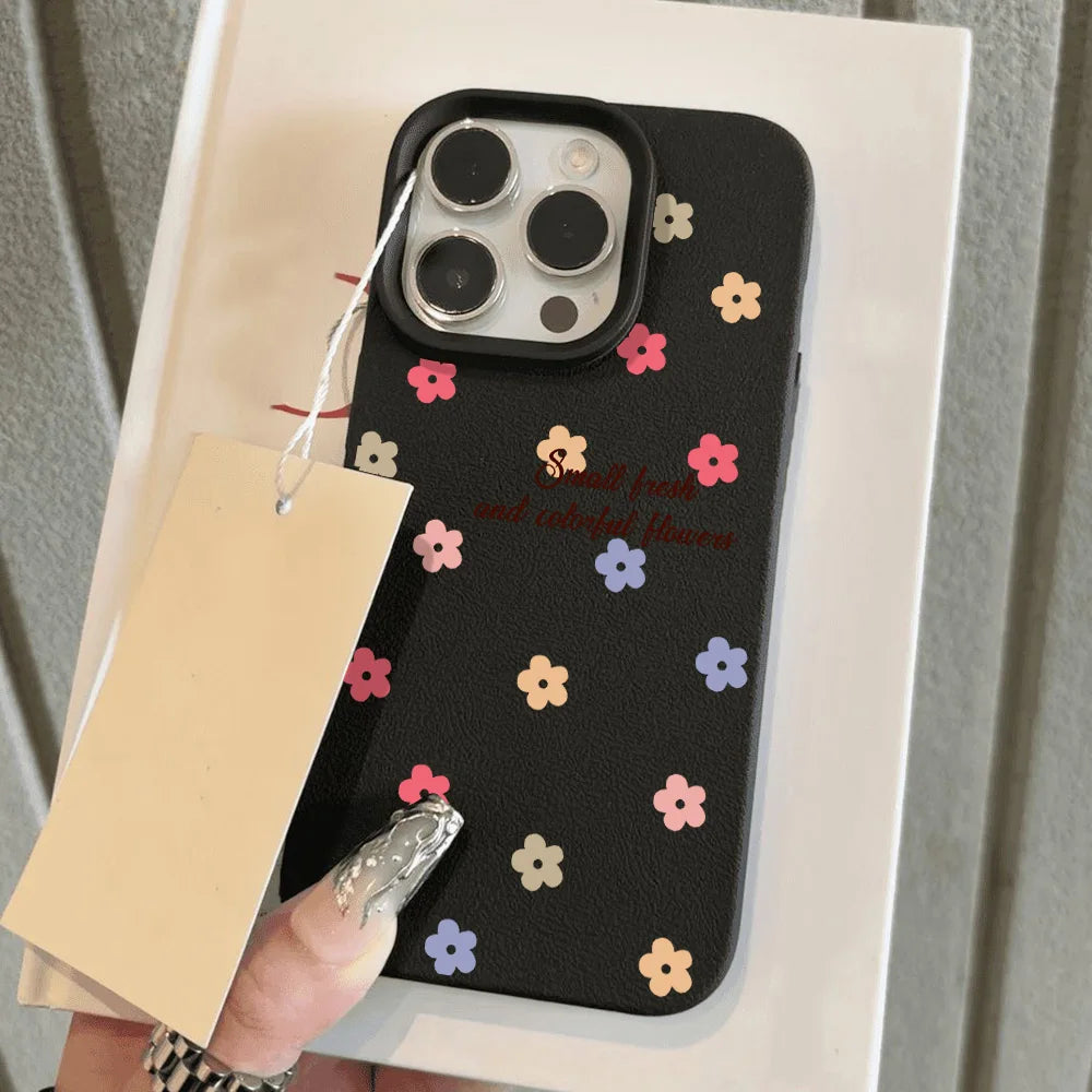 Flower iPhone Case for 11-16 Pro Max, Plus, Soft Candy Leather
