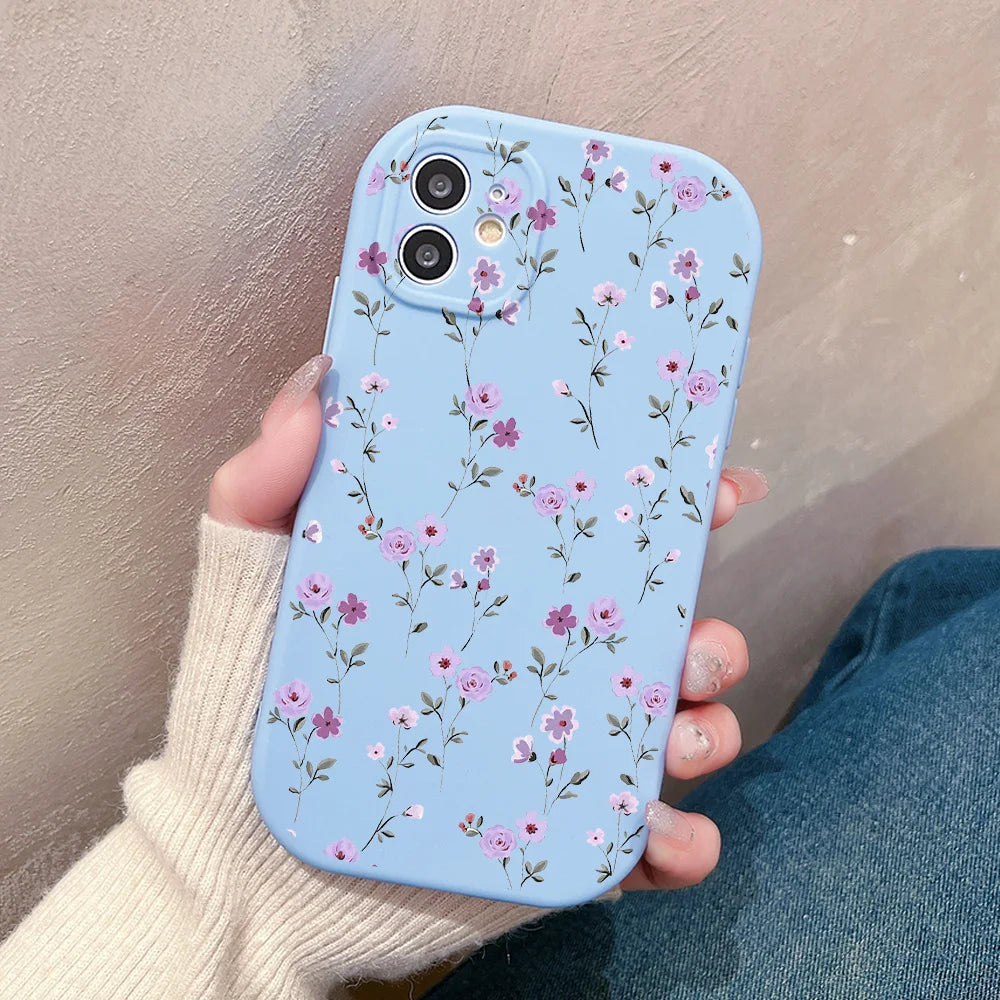 Flower Love Silicone Shockproof Phone Case for iPhone 6S-15 Pro Max Plus