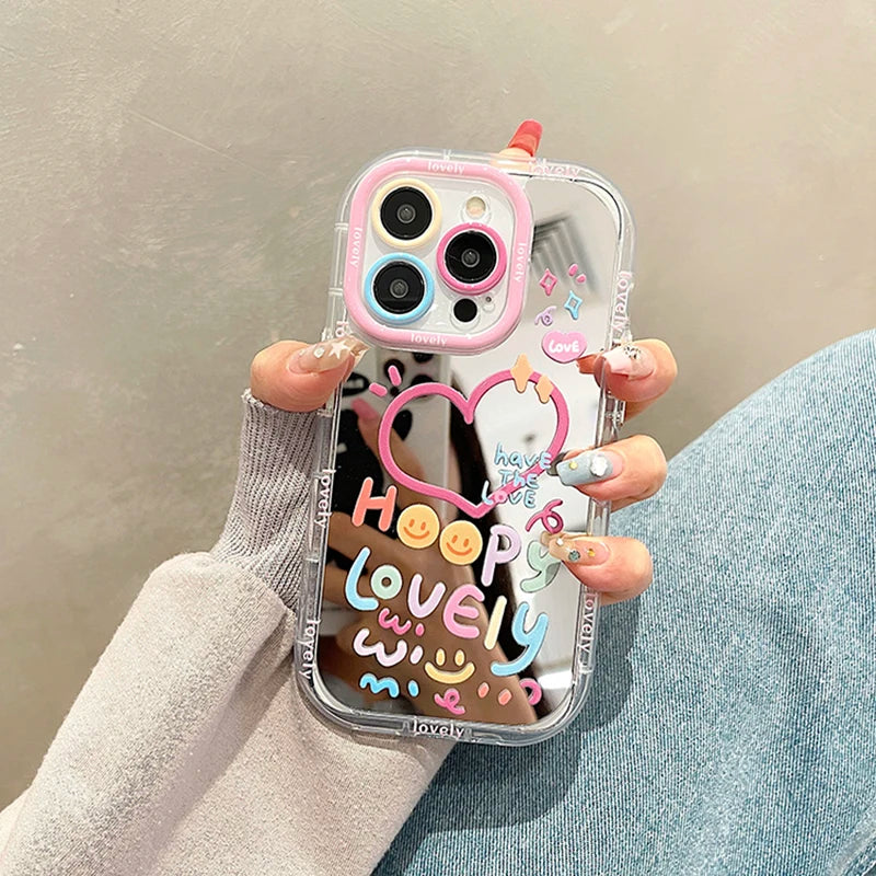 Lovely heart mirror case for iPhones.