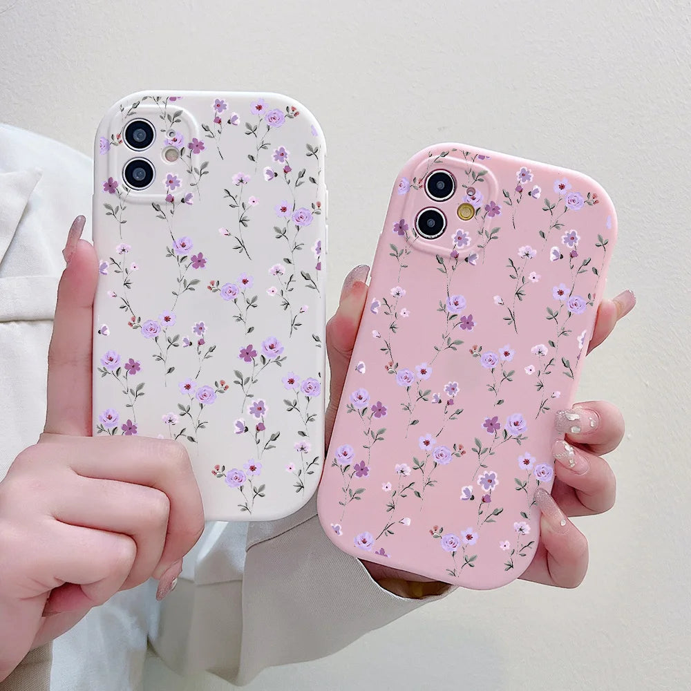 Flower Love Silicone Shockproof Phone Case for iPhone 6S-15 Pro Max Plus