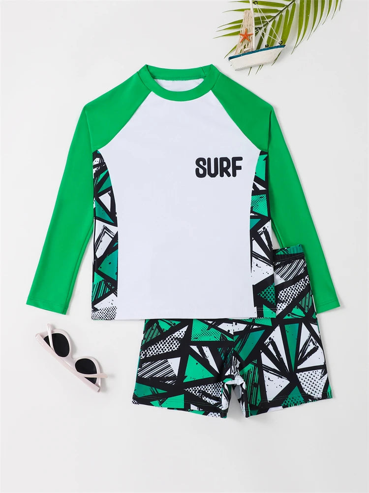 2024 Boy's Long Sleeve Swimsuit: Solid & Print