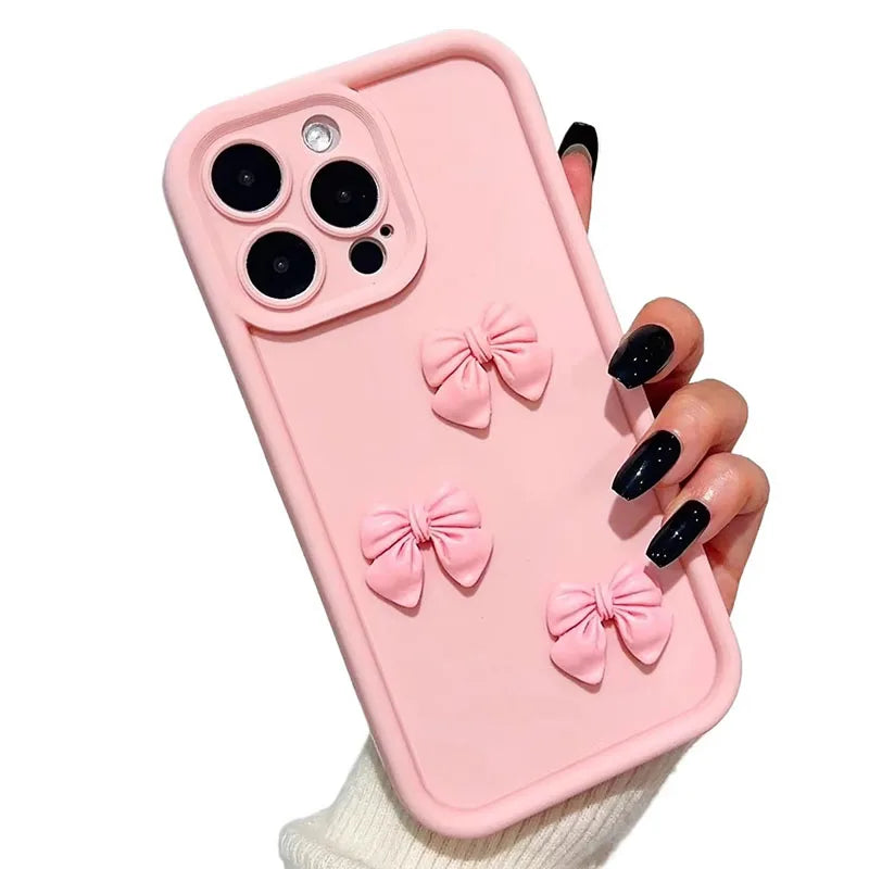 3D Pink Butterfly Silicone Shockproof Phone Case for iPhone 7-16 Pro Max SE