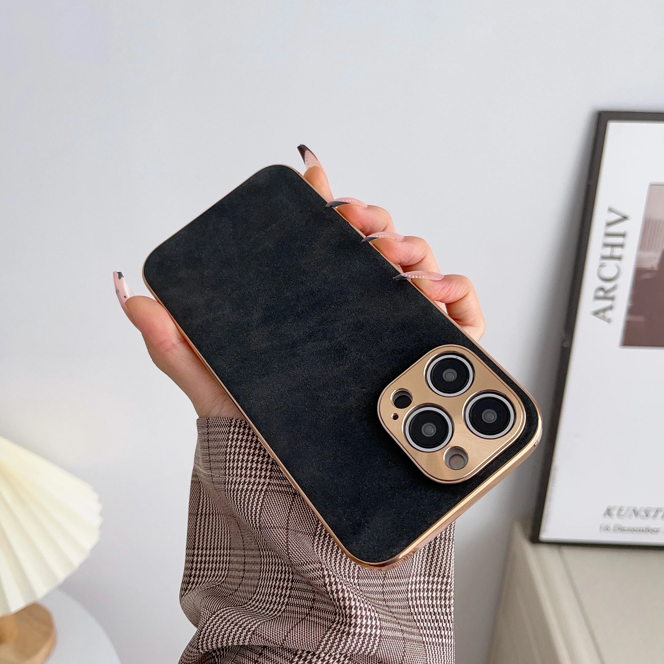 Lambskin leather case for iPhone series.