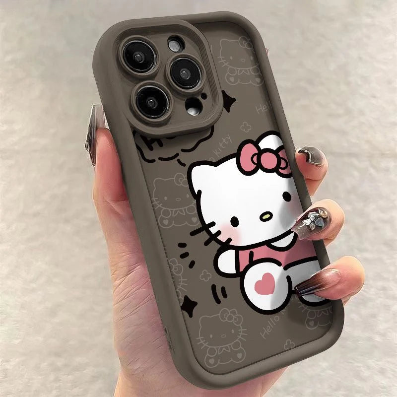 Sanrio Hello Kitty Silicone Phone Case for iPhone 7-16 Pro Max Plus