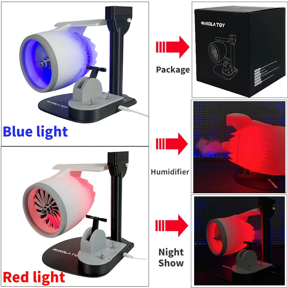 USB JetFan Desktop Turbofan with Humidifier & Blue LED Light