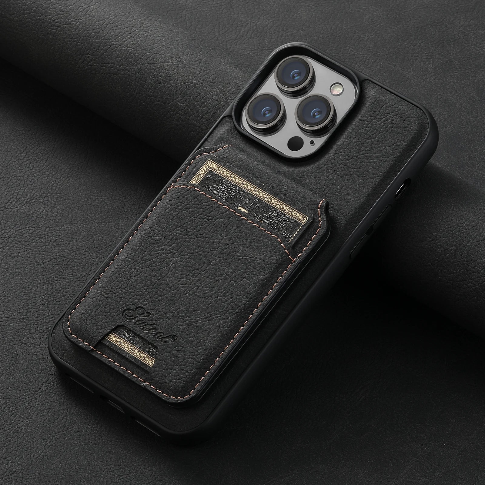 SUTENI Wallet Phone Case: Leather, Magnetic, iPhone 12-15 Pro Max Plus Ultra