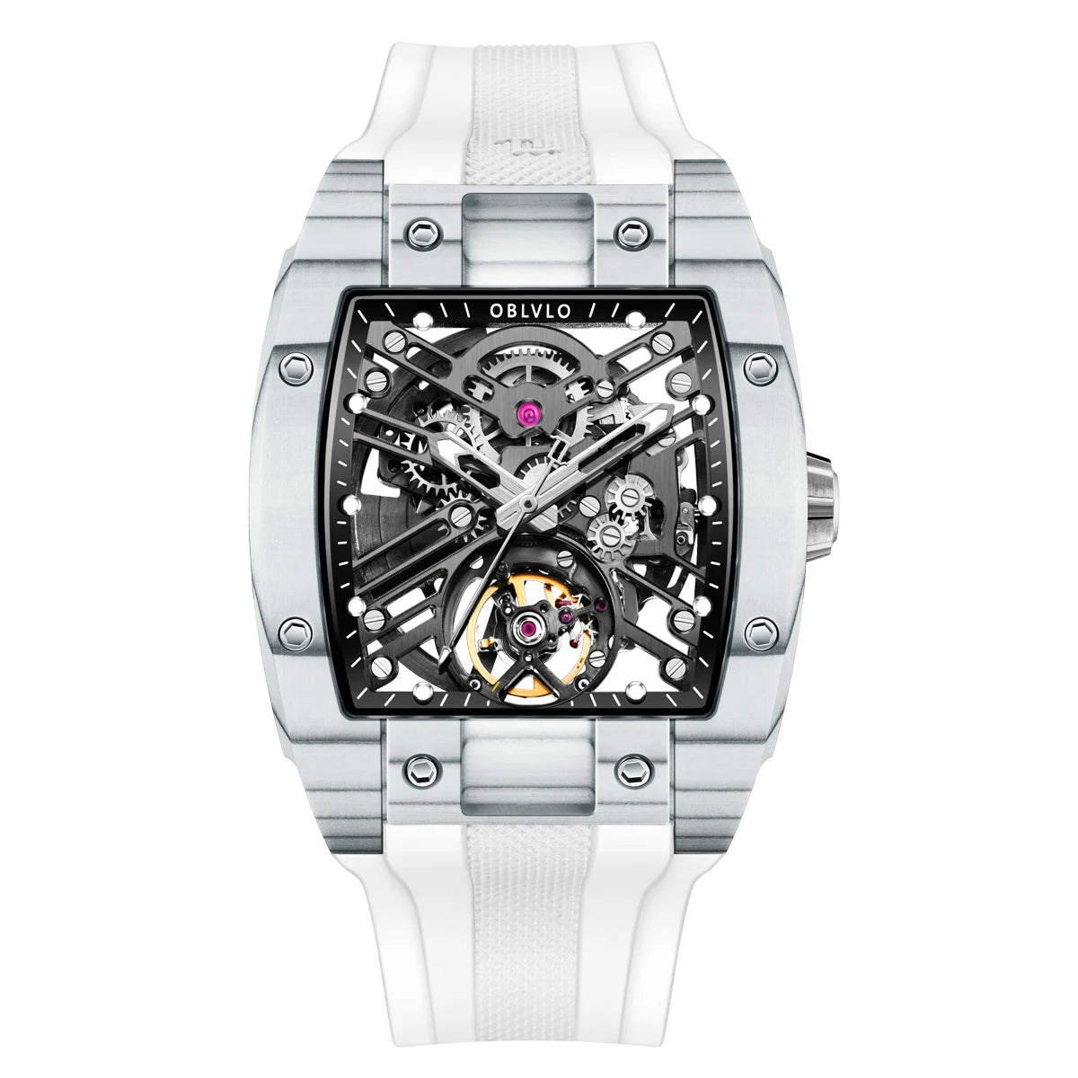 OBLVLO EM-ST Square Skeleton Sport Watch