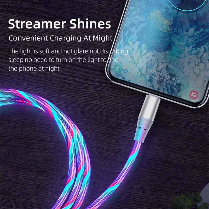 Fast charging LED USB-C cable.