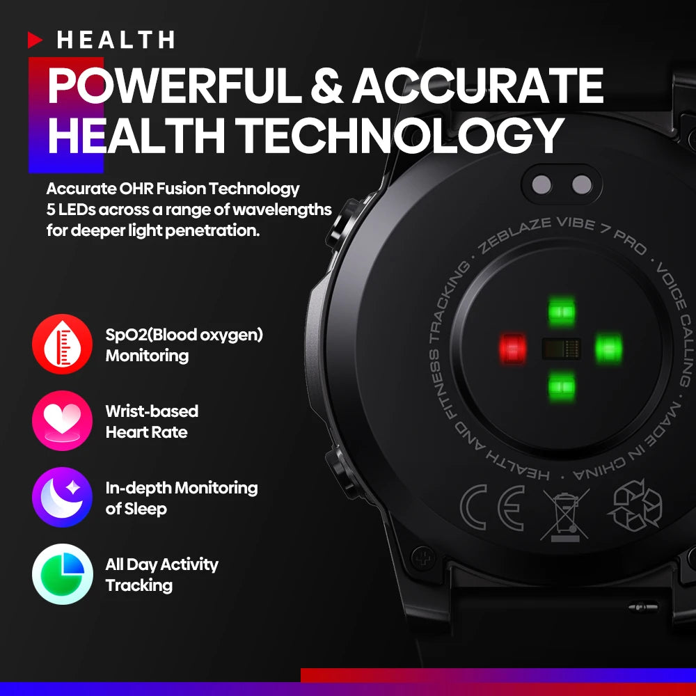 Zeblaze VIBE 7 PRO Smartwatch – AMOLED, Phone Calls, Health & Sports Tracking