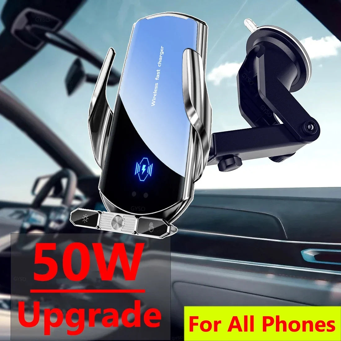 50W Wireless Car Charger for Samsung & iPhone