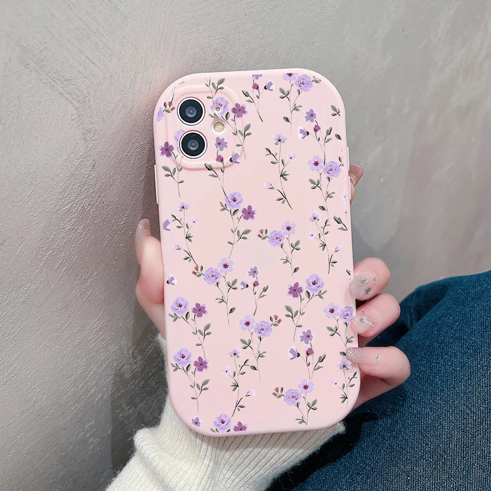 Flower Love Silicone Shockproof Phone Case for iPhone 6S-15 Pro Max Plus
