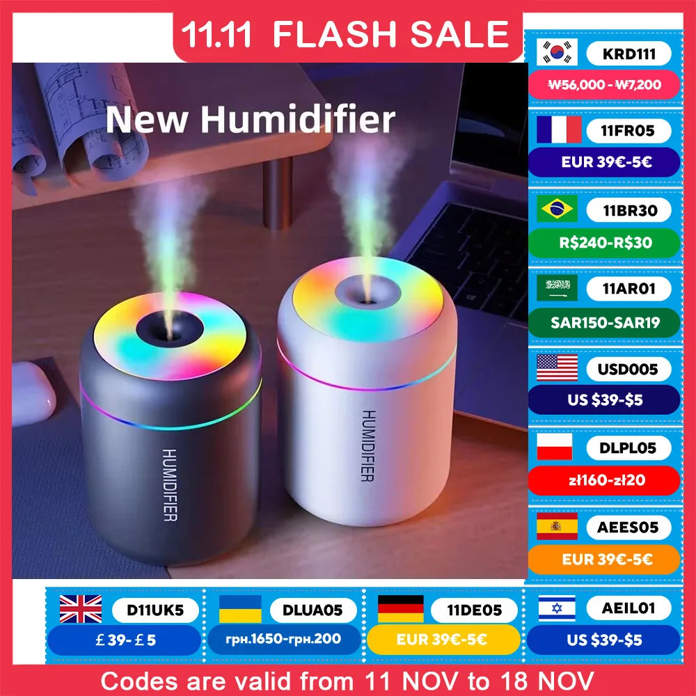 180ML Mini USB Aroma Diffuser & Humidifier for Home & Car